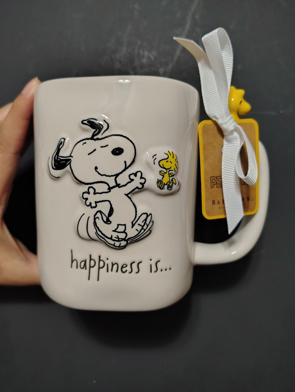 Peanuts Snoopy / Woodstock "happiness is..." Ceramic Mug - Yellow Accent